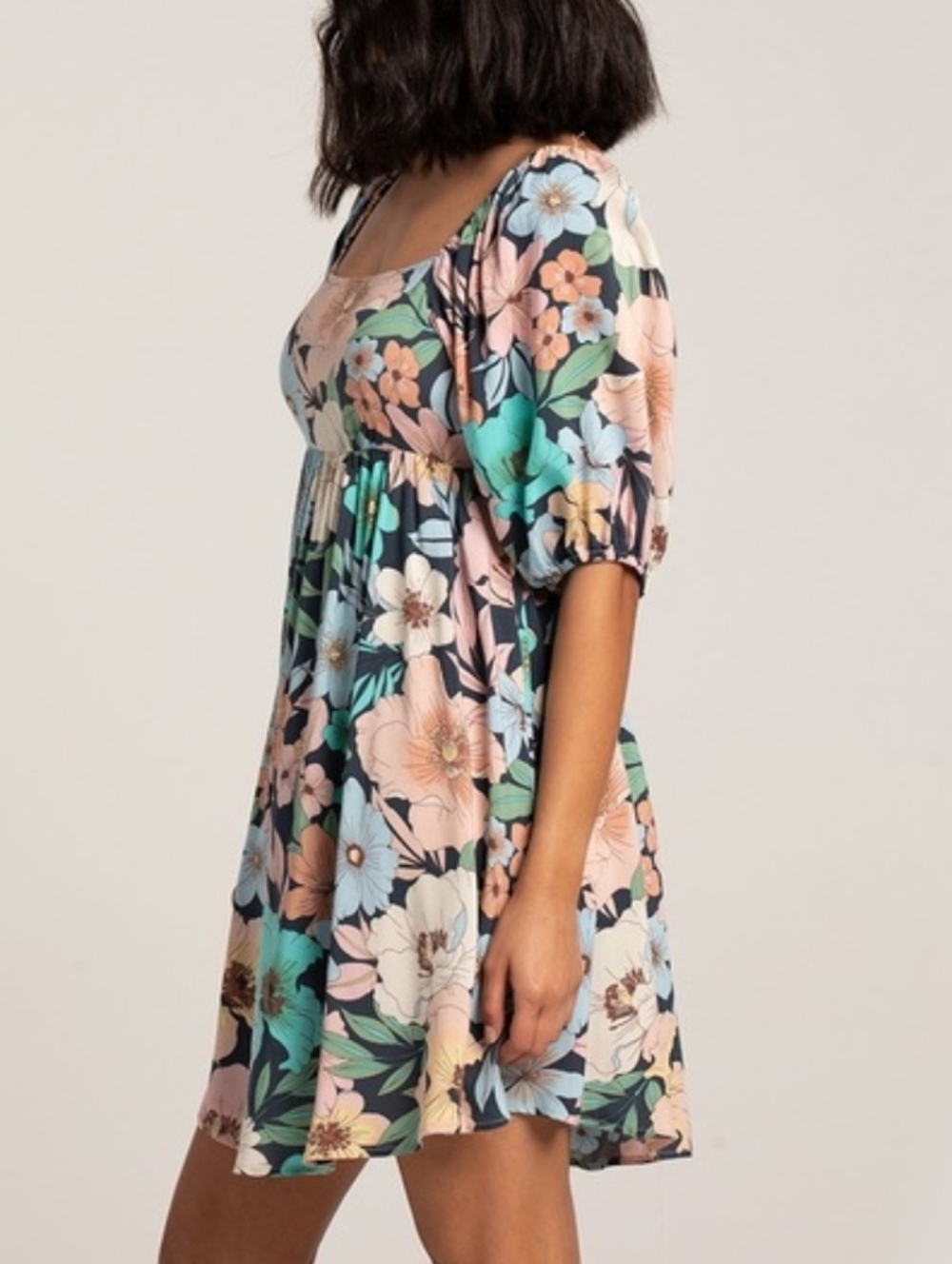 O'NEILL Manda Mini Babydoll Cute Y2K Dress, Soft Pastel Floral, Size XS